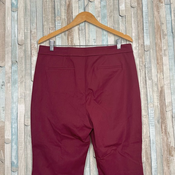 J Crew 14 Burgundy Red Kelsey Flare Pant Cropped Cotton Trousers Career Work - Picture 6 of 13